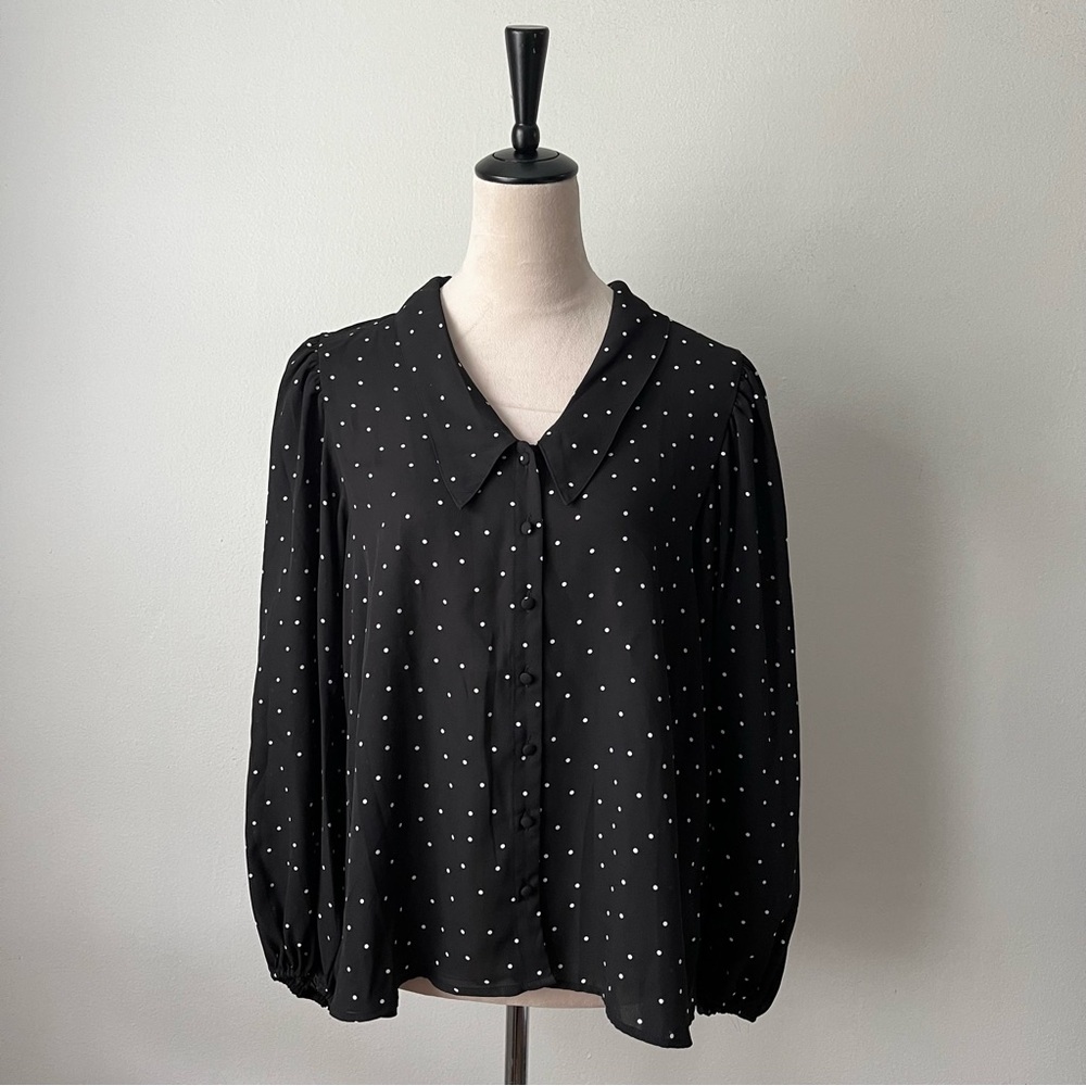 Cece Polka Dot Collared Button Down Top - image 2